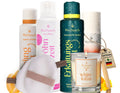 4er Set Verwöhn-, Peeling-, Erkältung- & Regenerationszeit + waschie Scrub & Clean + Aeroma-Kerze White Lotus